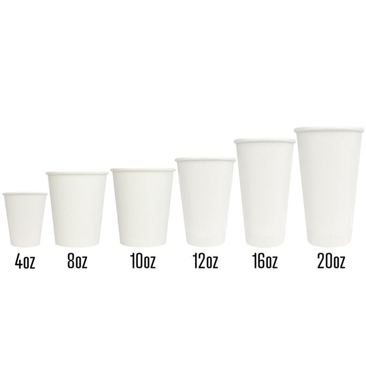20 oz White Single Layer Paper Cups - HCF500120
