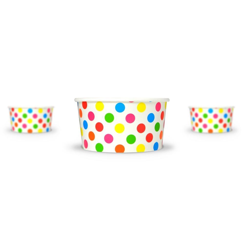 UNIQIFY® 6 oz Rainbow Polka Dotty Ice Cream Cups - 06RNBWPKDTCUP