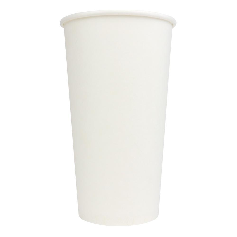 20 oz White Single Layer Paper Cups - HCF500120