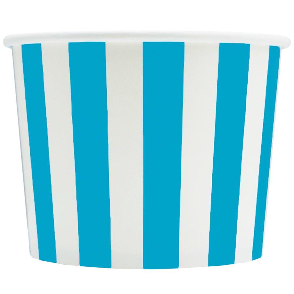UNIQIFY® 12 oz Blue Striped Madness Ice Cream Cups - 12BLUESMADCUP