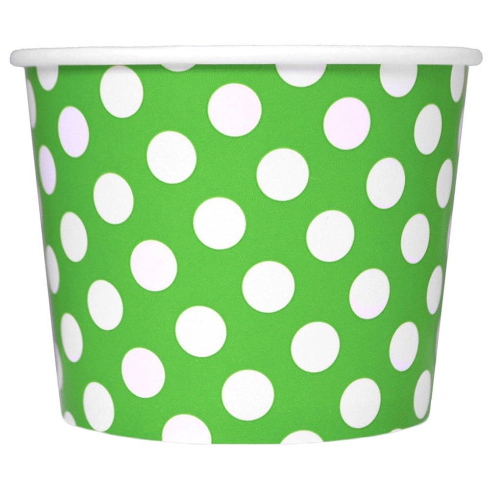 UNIQIFY® 12 oz Green Polka Dotty Ice Cream Cups - 12GRNPKDTCUP