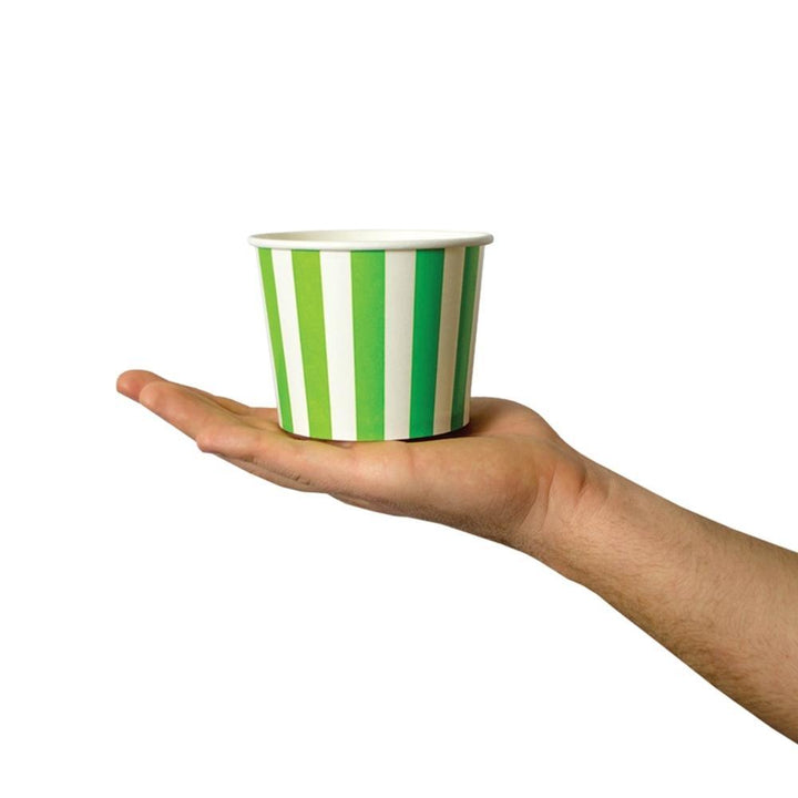 UNIQIFY® 12 oz Green Striped Madness Ice Cream Cups - 12GRNSMADCUP