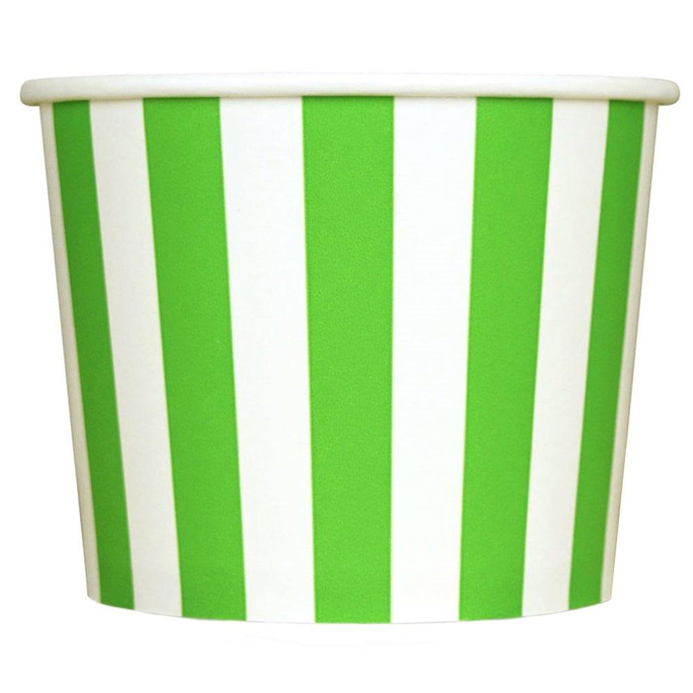 UNIQIFY® 12 oz Green Striped Madness Ice Cream Cups - 12GRNSMADCUP