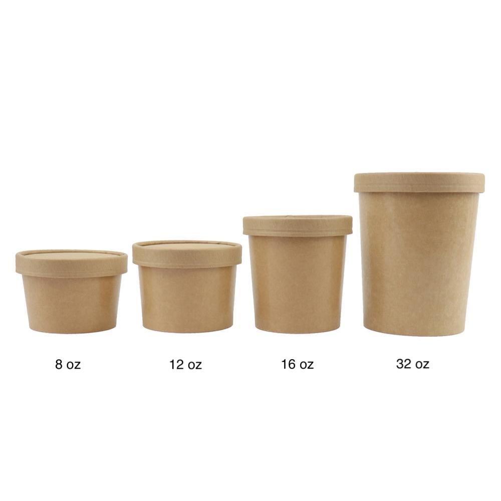 UNIQIFY® 12 oz Kraft Ice Cream To Go Containers With Non-Vented Lids - 20085