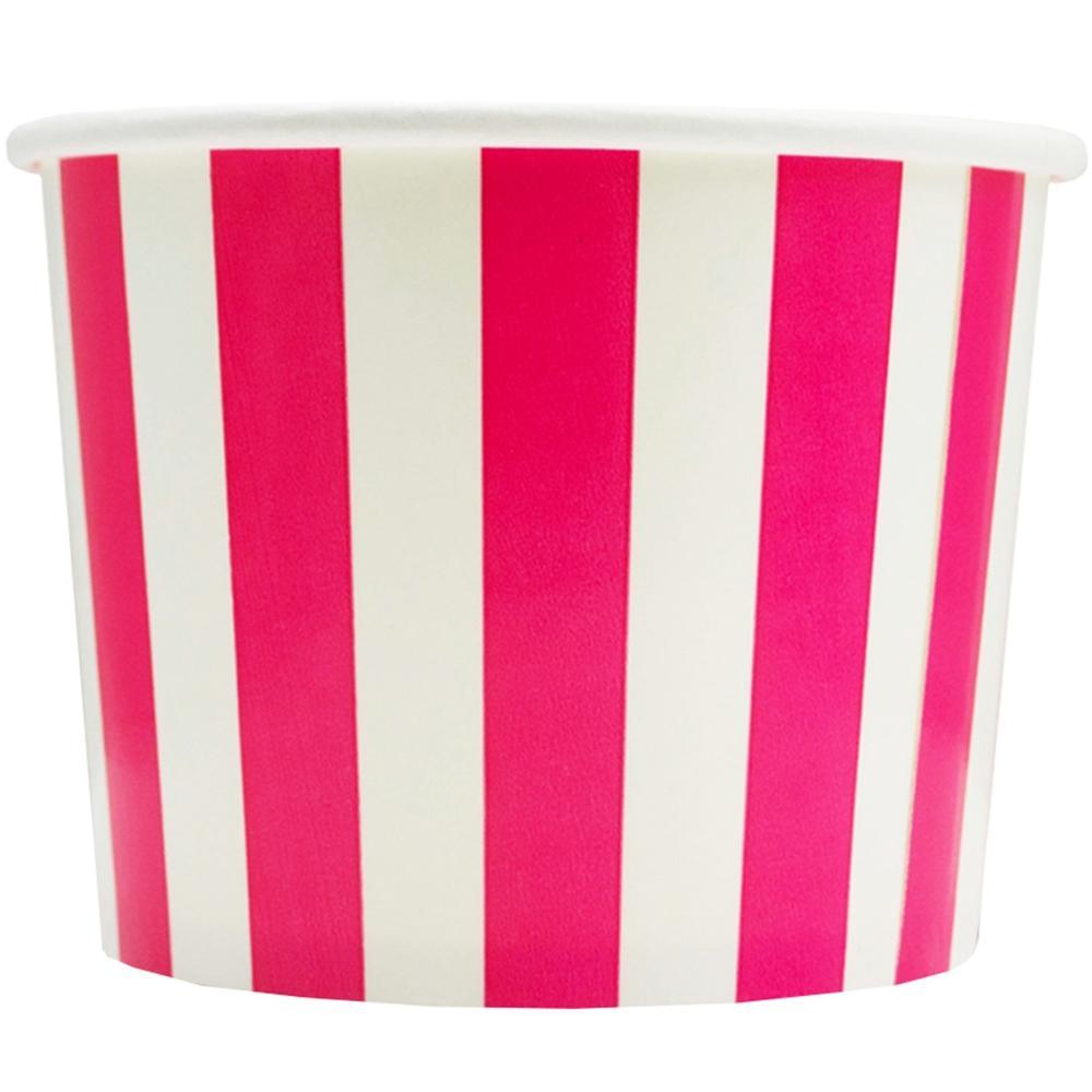 UNIQIFY® 12 oz Pink Striped Madness Ice Cream Cups - 12PINKSMADCUP
