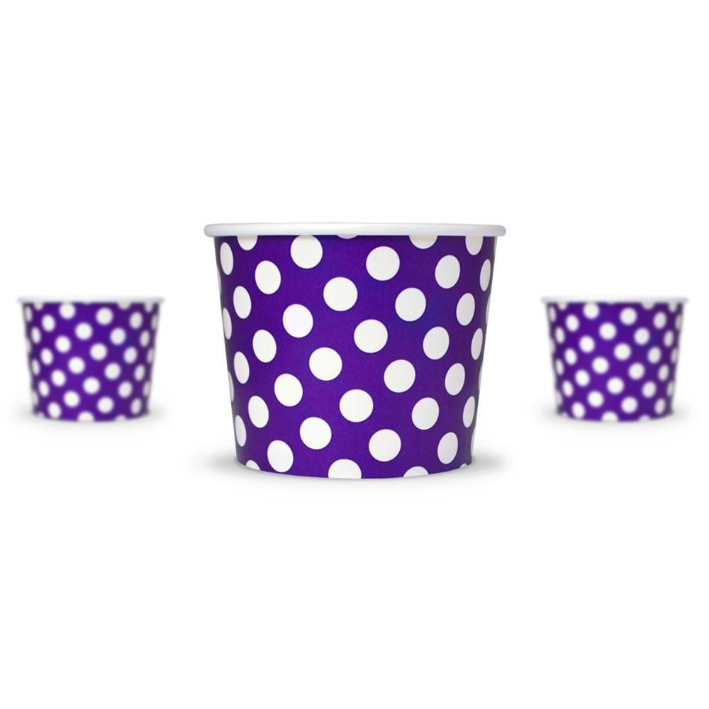 UNIQIFY® 12 oz Purple Polka Dotty Ice Cream Cups - 12PRPLPKDTCUP