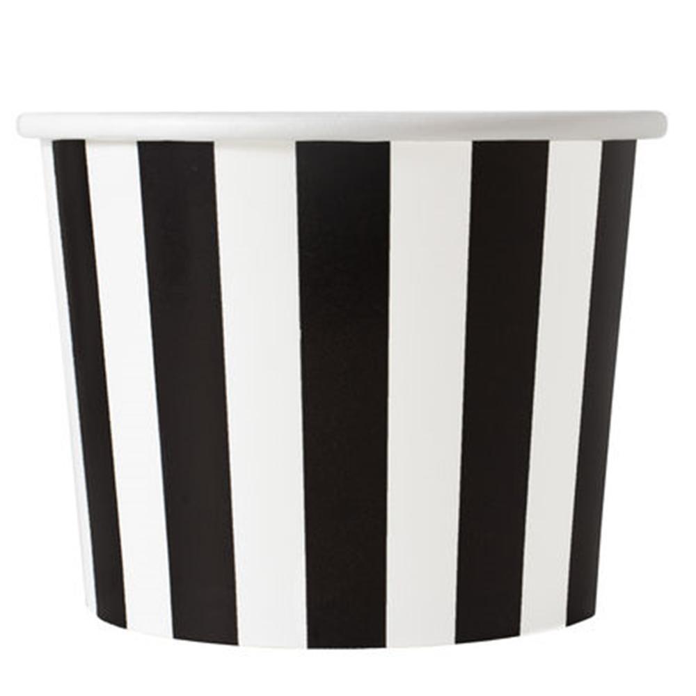 UNIQIFY® 16 oz Black Striped Madness Ice Cream Cups - 16BLCKSMADCUP