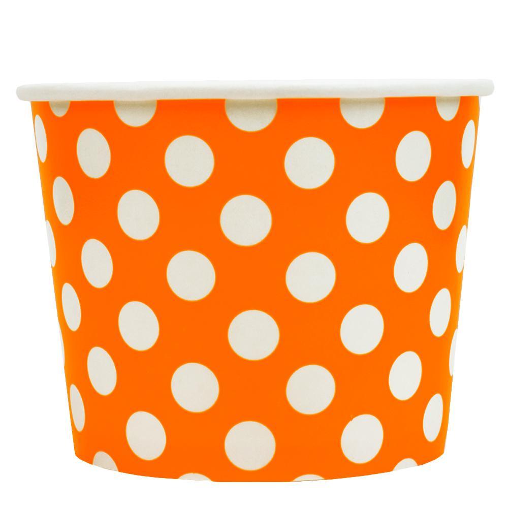 UNIQIFY® 16 oz Orange Polka Dotty Ice Cream Cups - 16ORNGPKDTCUP