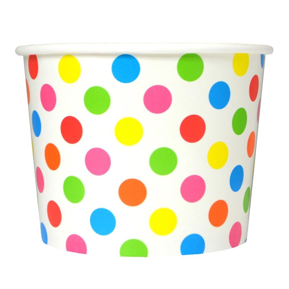 UNIQIFY® 16 oz Rainbow Polka Dotty Ice Cream Cups - 16RNBWPKDTCUP