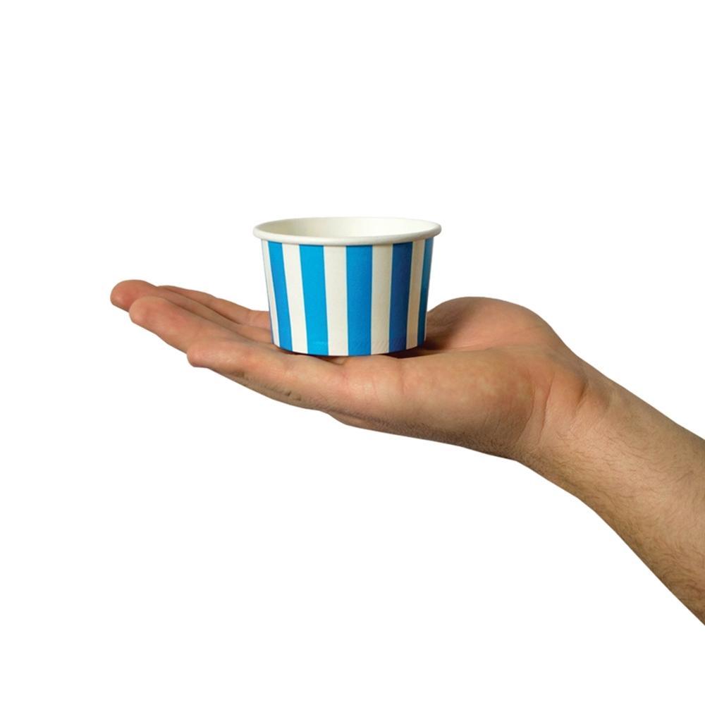 UNIQIFY® 4 oz Blue Striped Madness Ice Cream Cups - 04BLUESMADCUP