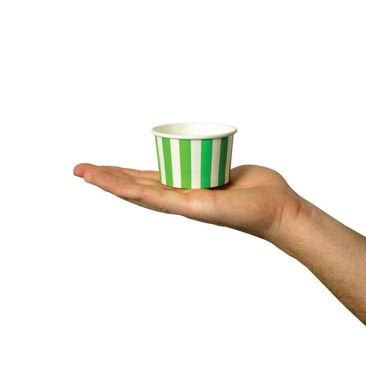 UNIQIFY® 4 oz Green Striped Madness Ice Cream Cups - 04GRNSMADCUP
