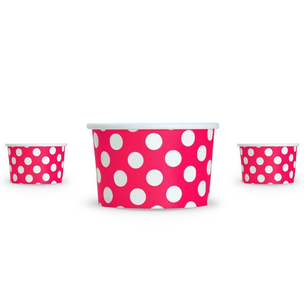 UNIQIFY® 4 oz Pink Polka Dotty Ice Cream Cups - 04PINKPKDTCUP