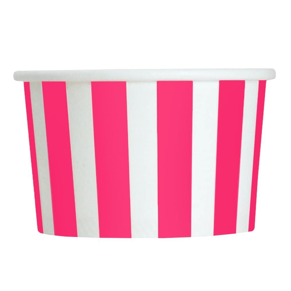UNIQIFY® 4 oz Pink Striped Madness Ice Cream Cups - 04PINKSMADCUP