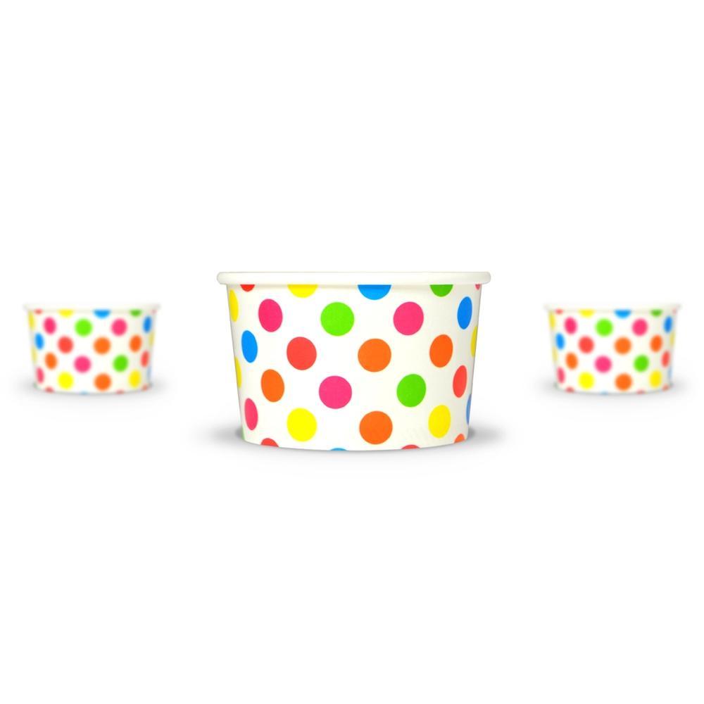 UNIQIFY® 4 oz Rainbow Polka Dotty Ice Cream Cups - 04RNBWPKDTCUP