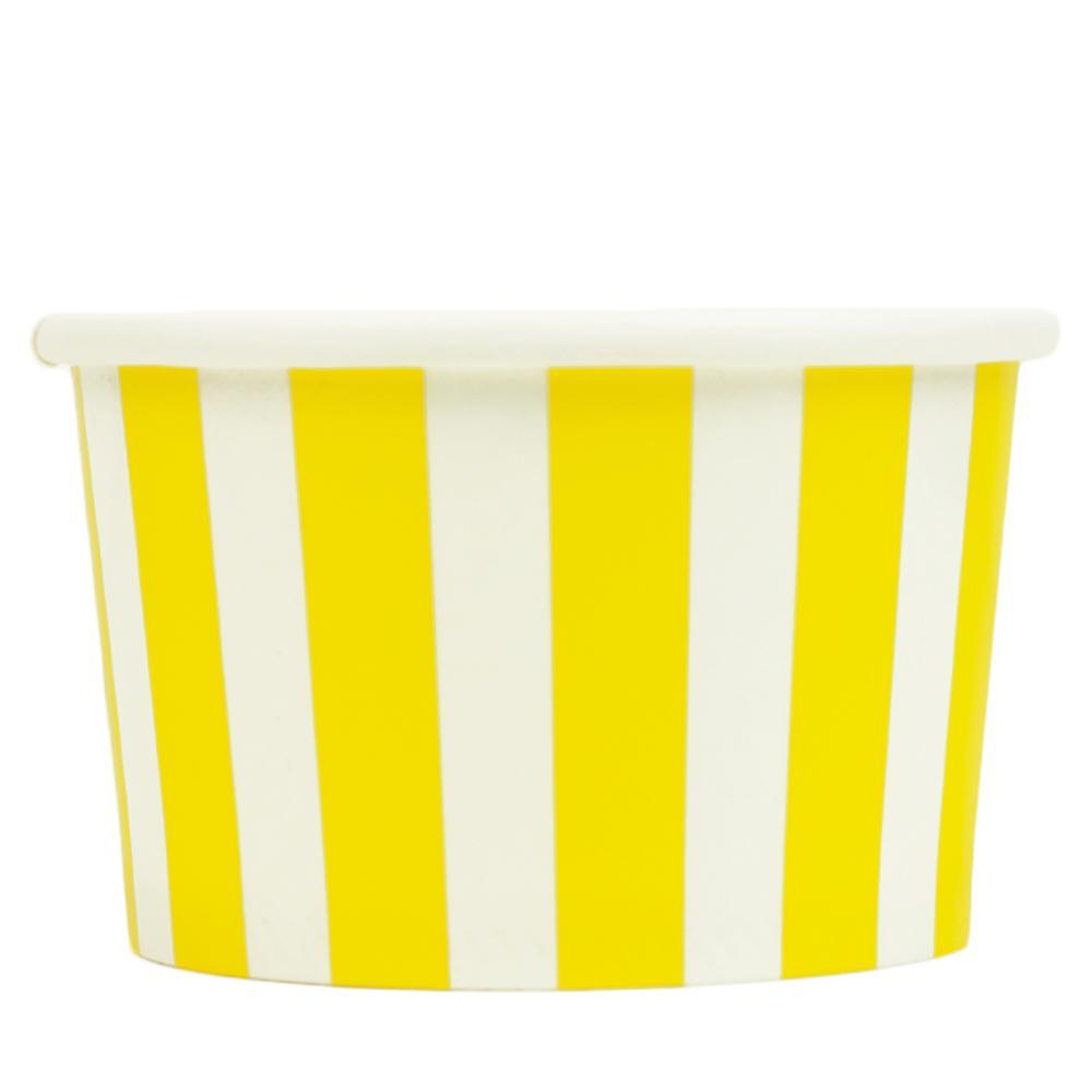 UNIQIFY® 4 oz Yellow Striped Madness Ice Cream Cups - 04YLLWSMADCUP