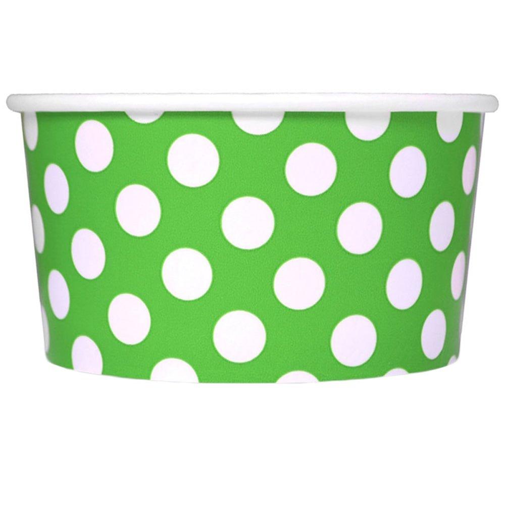 UNIQIFY® 6 oz Green Polka Dotty Ice Cream Cups - 06GRNPKDTCUP