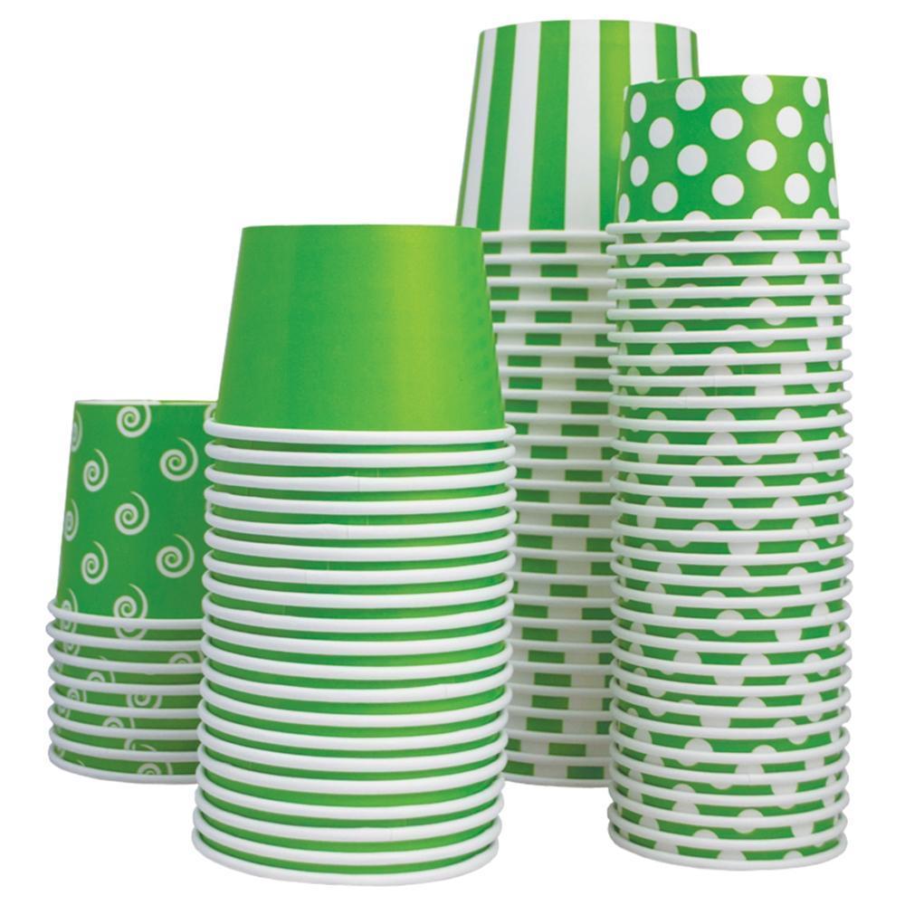 UNIQIFY® 6 oz Green Polka Dotty Ice Cream Cups - 06GRNPKDTCUP