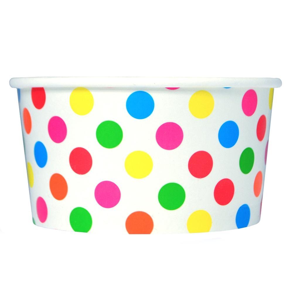 UNIQIFY® 6 oz Rainbow Polka Dotty Ice Cream Cups - 06RNBWPKDTCUP