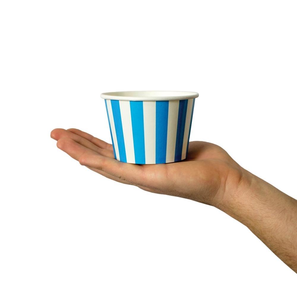 UNIQIFY® 8 oz Blue Striped Madness Ice Cream Cups - 08BLUESMADCUP