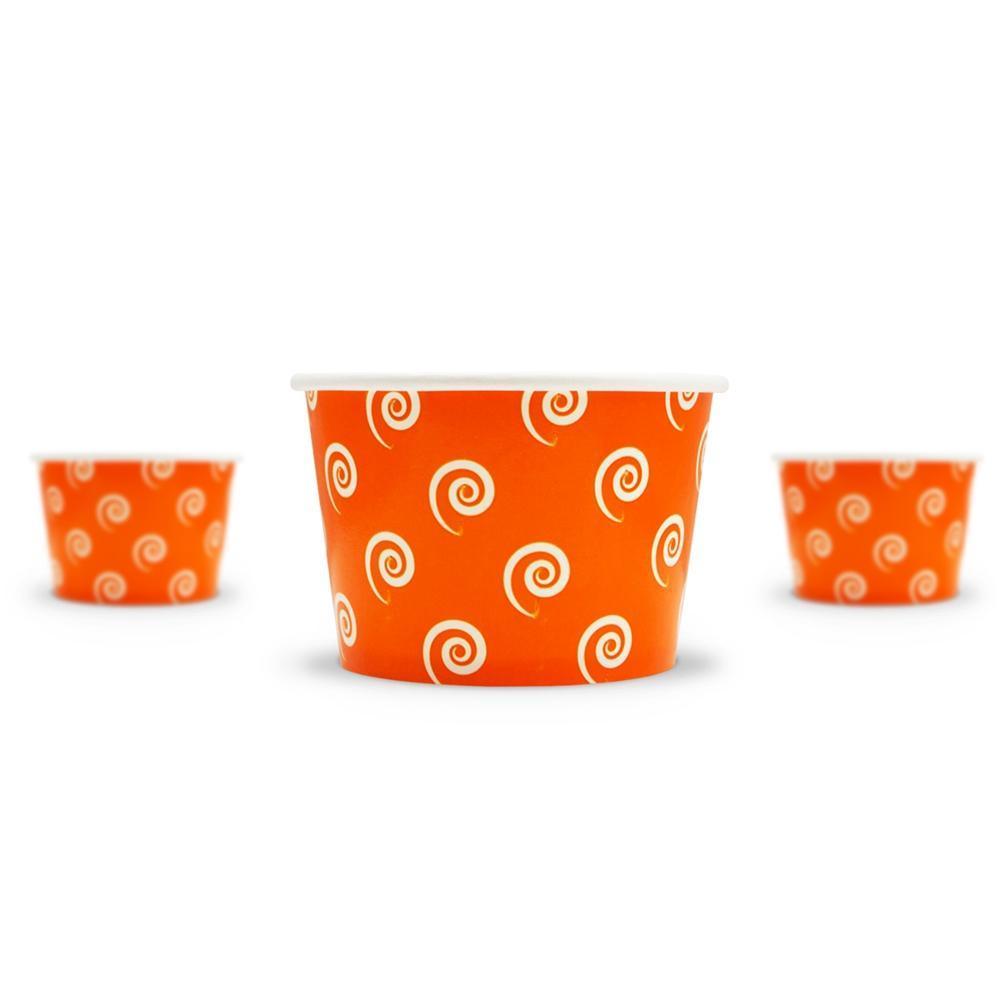 UNIQIFY® 8 oz Orange Swirls and Twirls Ice Cream Cups - 08ORNGSW&TCUP
