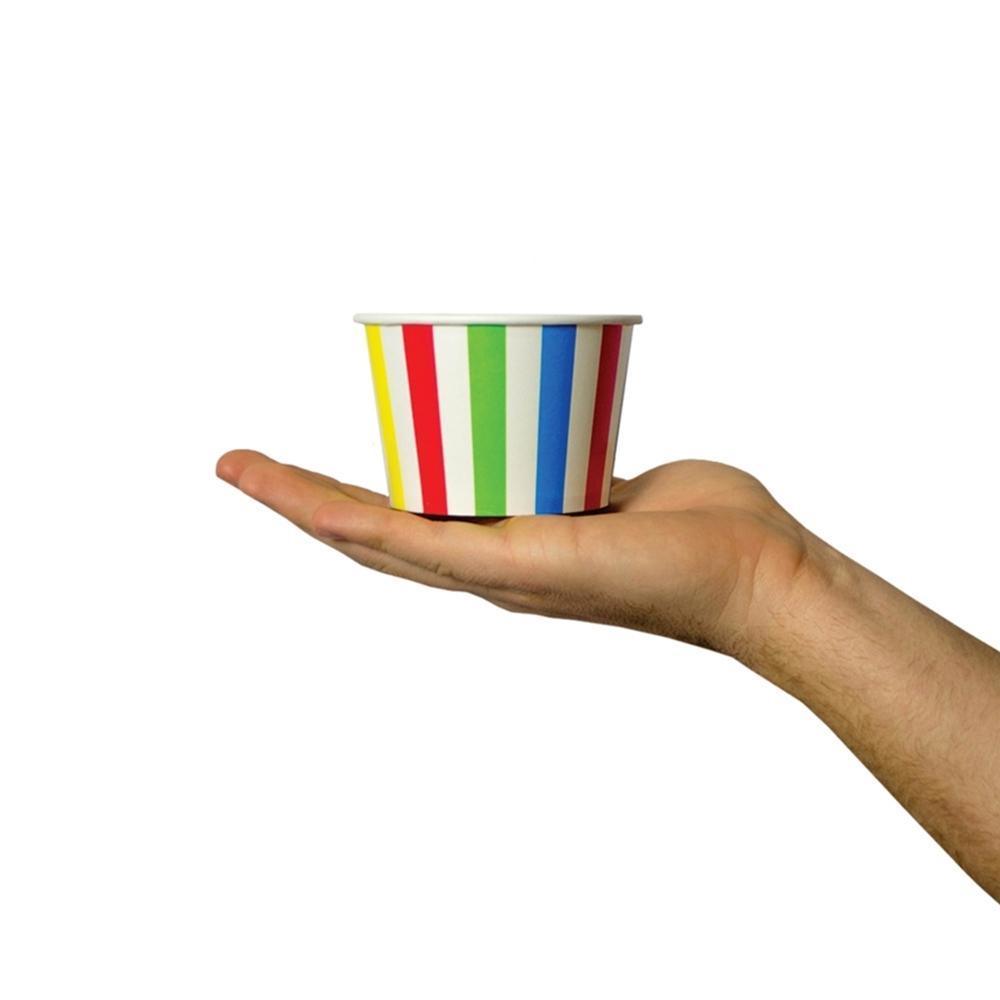 UNIQIFY® 8 oz Rainbow Striped Madness Ice Cream Cups - 08RNBWSMADCUP