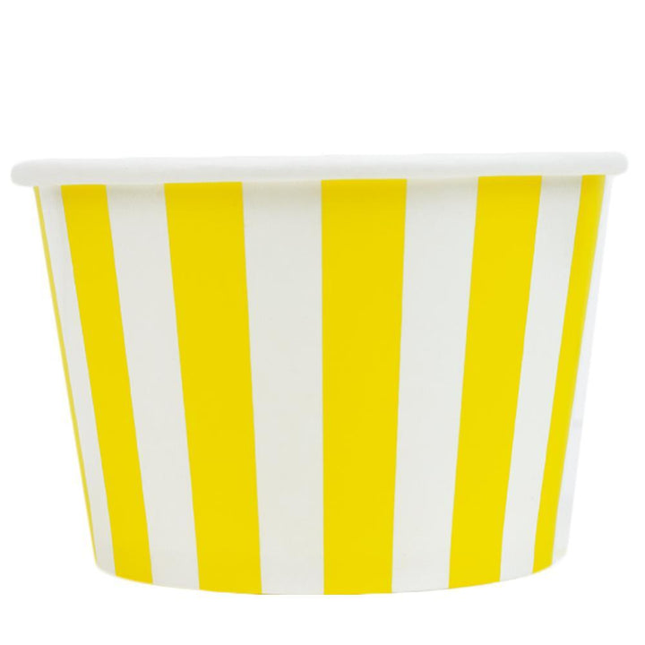 UNIQIFY® 8 oz Yellow Striped Madness Ice Cream Cups - 08YLLWSMADCUP