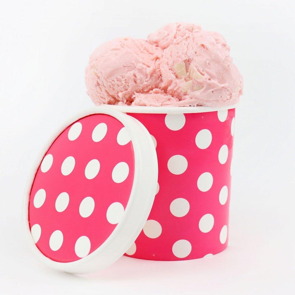 UNIQIFY® Pint 16 oz Pink Polka Dotty Ice Cream To Go Containers With Non-Vented Lids - 98130