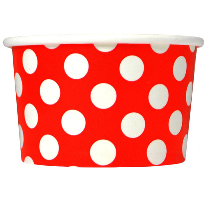 uniq 6 oz red polka dotty ice cream cups