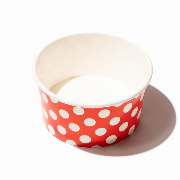 UNIQ 6 oz Red Polka Dotty Ice Cream Cups - Frozen Dessert Supplies