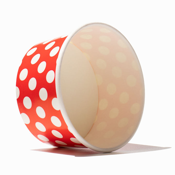 UNIQ 6 oz Red Polka Dotty Ice Cream Cups - Frozen Dessert Supplies