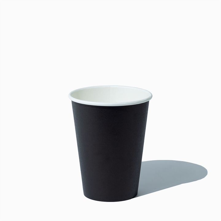 12 oz single wall black hot paper cup lifestyle