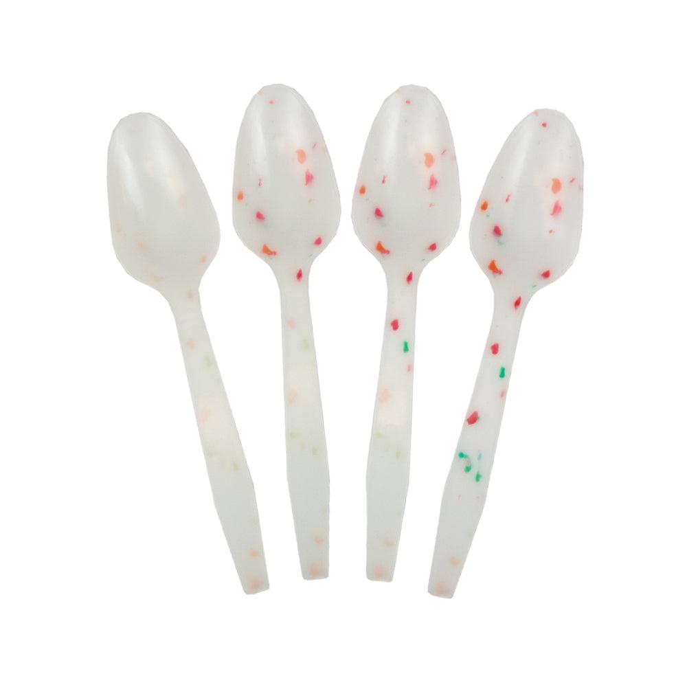 white color changing confetti spoon