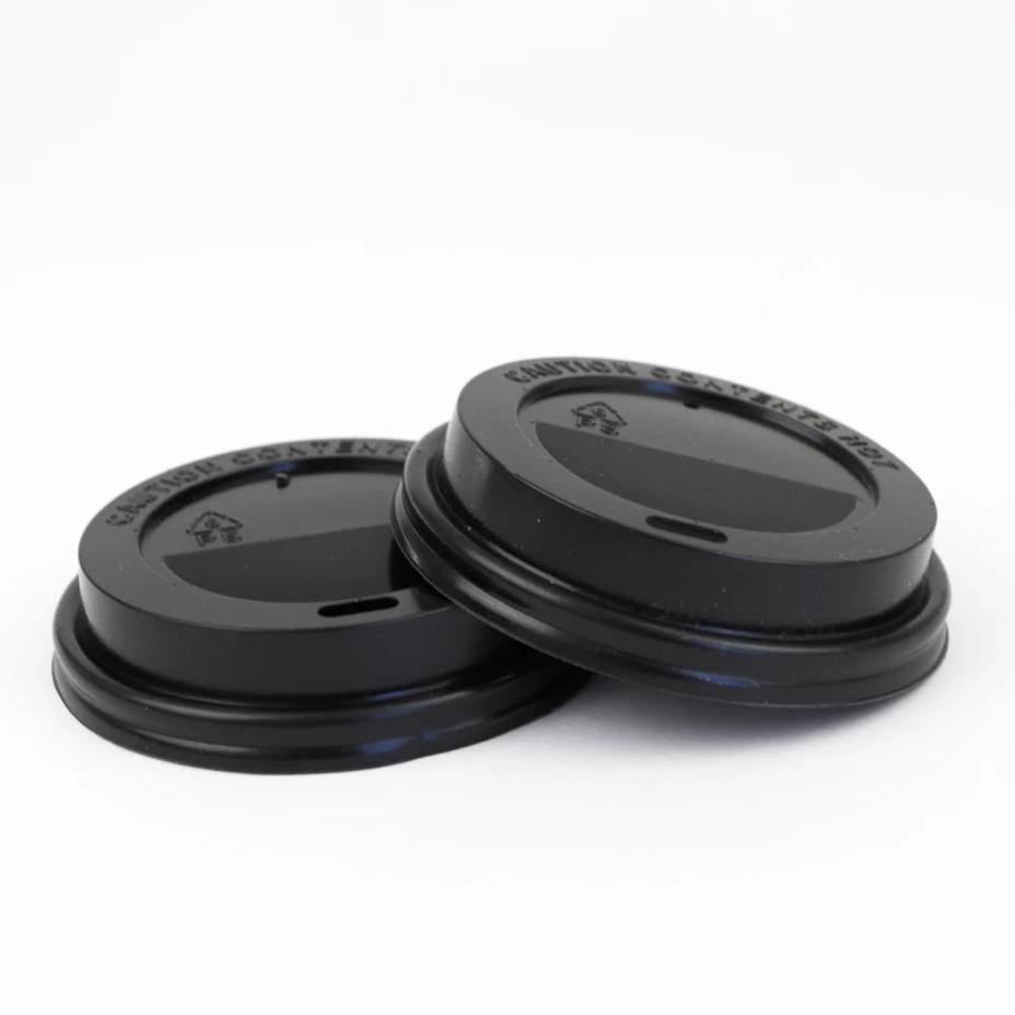 Black Hot Cup Lids - 8 oz - 80mm - HCF800508F