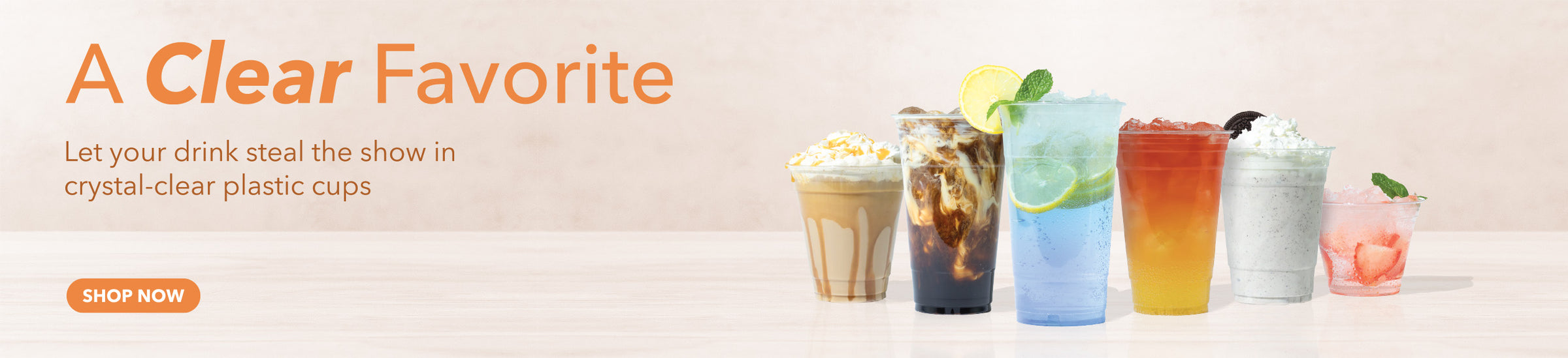 A clear Favorite Clear Plastic Cups