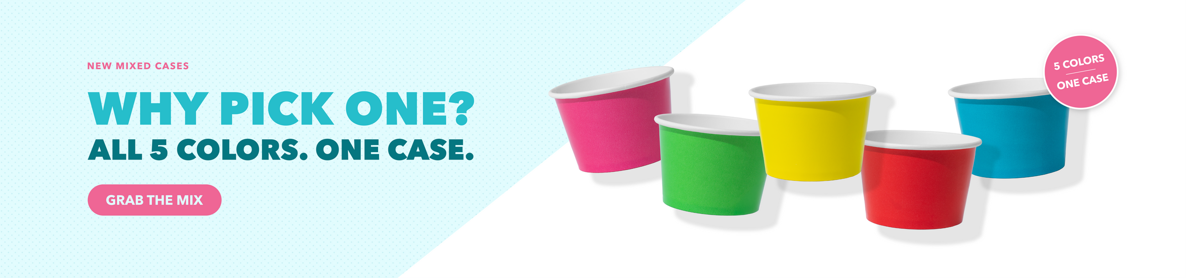 Mixed Solid Color Ice Cream Cups (Pink, green, yellow, red, and blue)