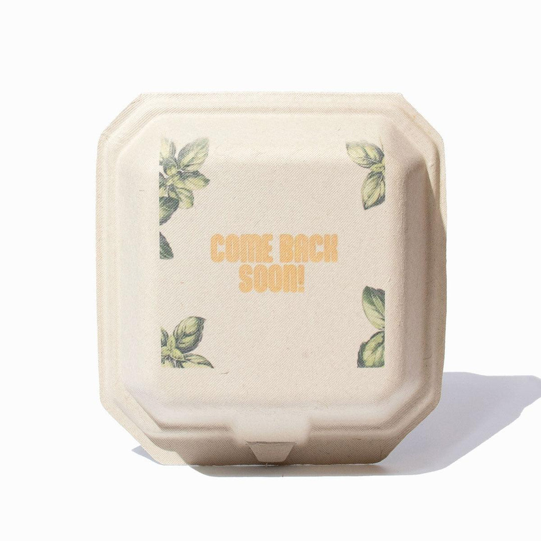 6" x 6" Eco Bagasse Take Out Container with Customized Logo - PROCTOBWH10712W