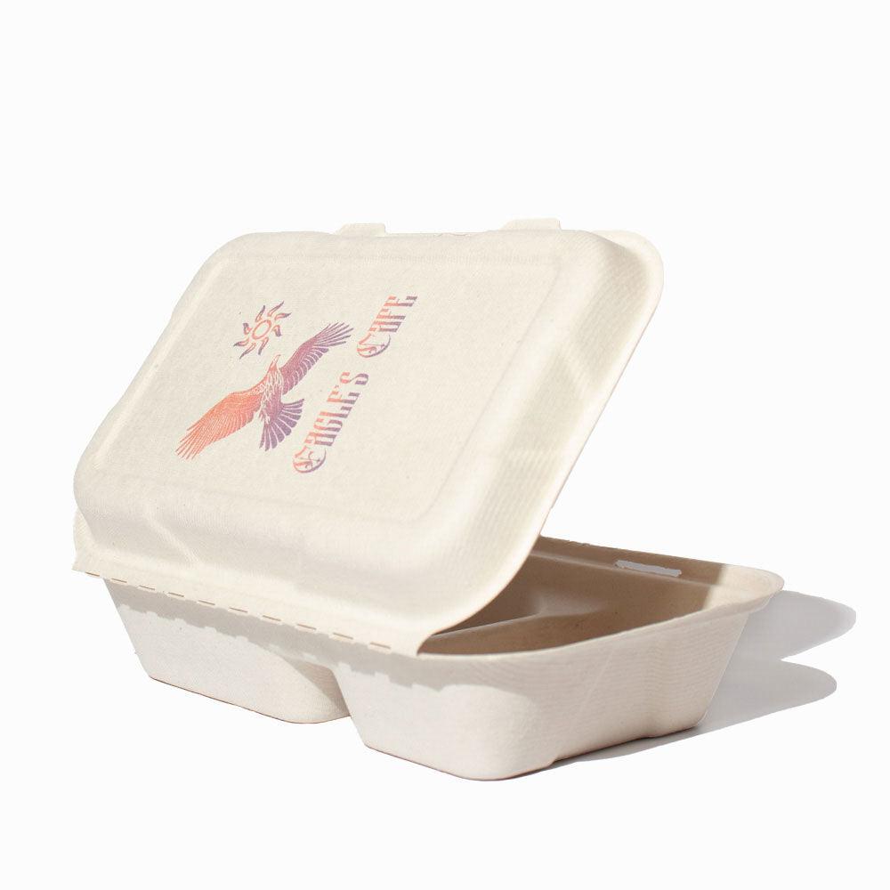9" x 6" x 3" Eco Bagasse Take Out Container with Customized Logo - PROCTOC66K