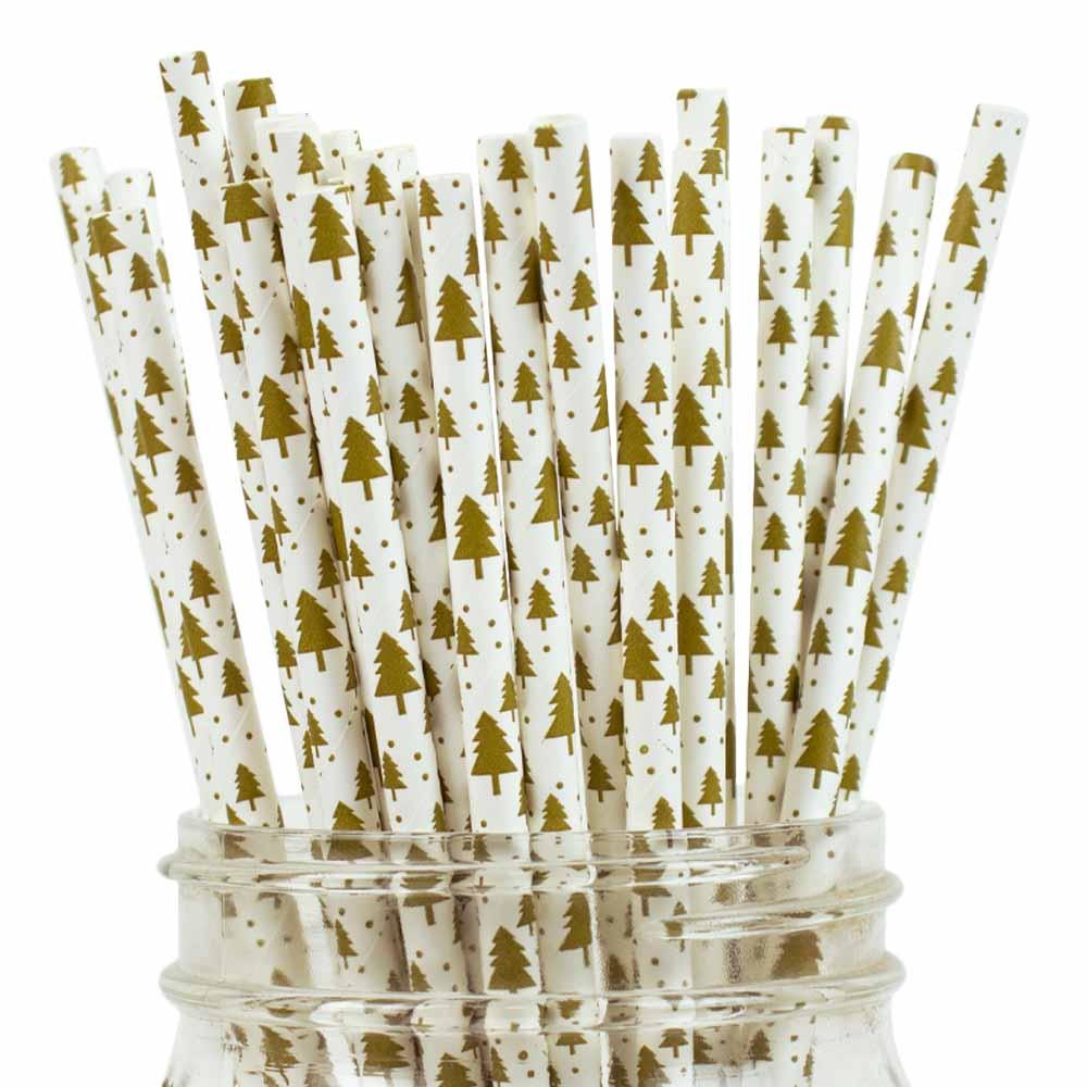 UNIQIFY® Gold Christmas Tree Paper Straws