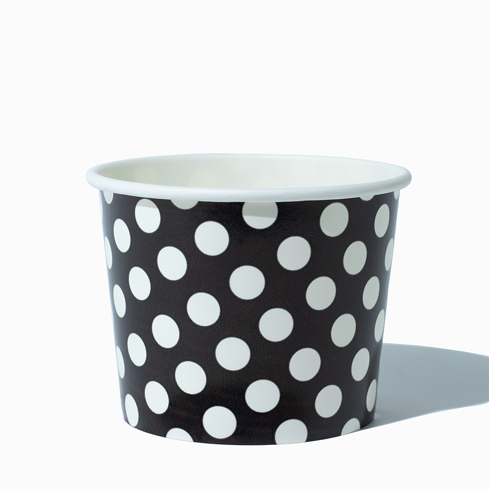 12 oz black polka dotty ice cream cups product