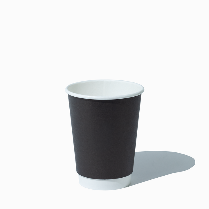 12 oz double wall black hot paper cup 90mm lifestyle