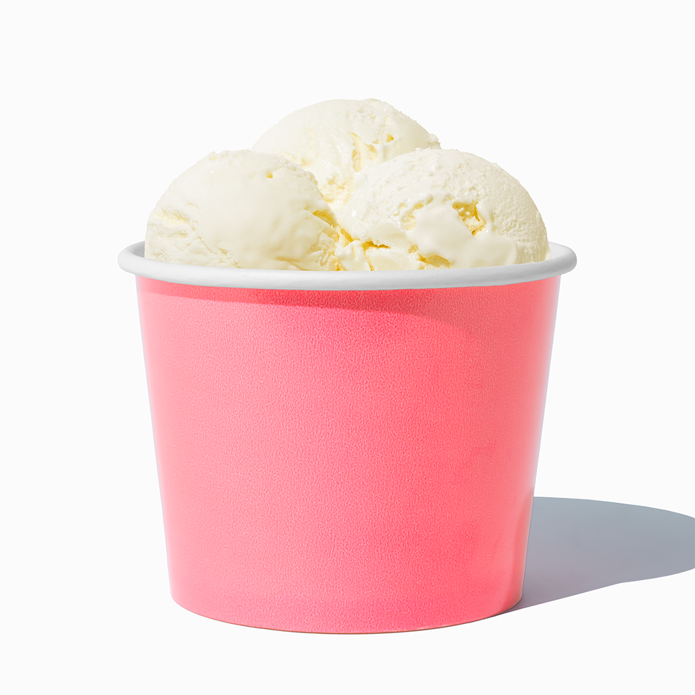 12 oz hot pink ice cream cup in use