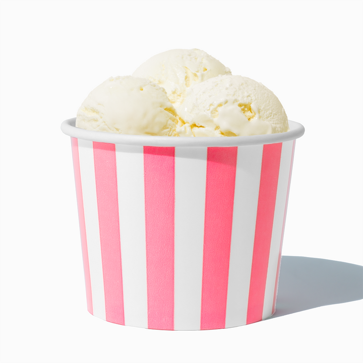 12 oz hot pink striped madness ice cream cup in use