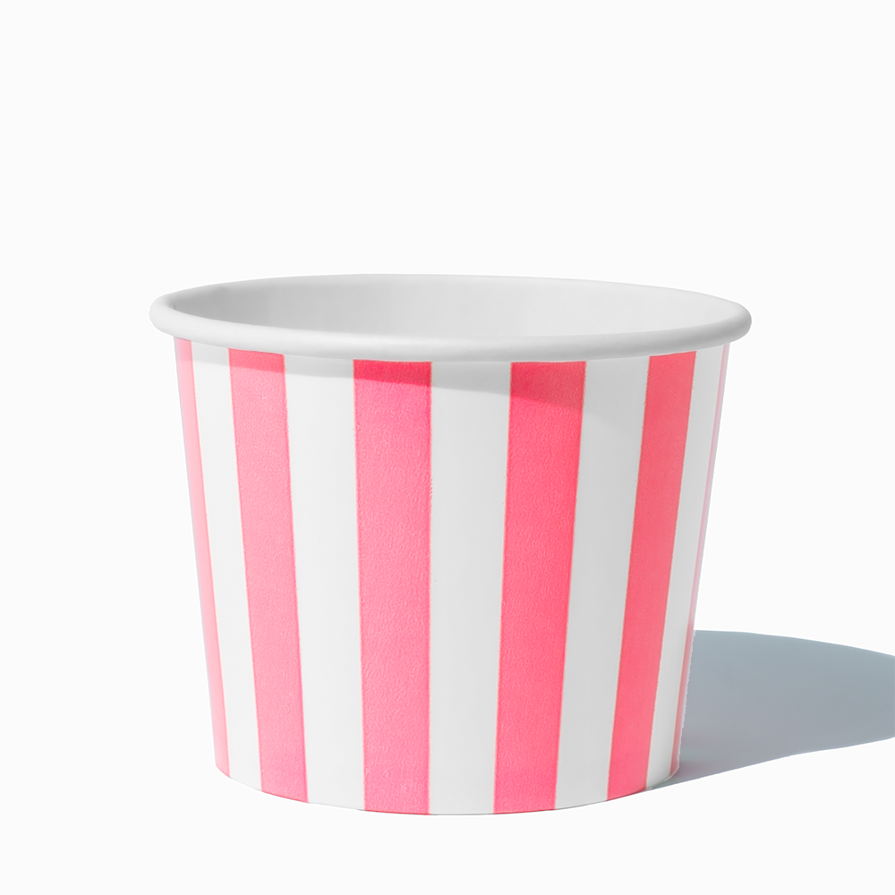 12 oz hot pink striped madness ice cream cup empty