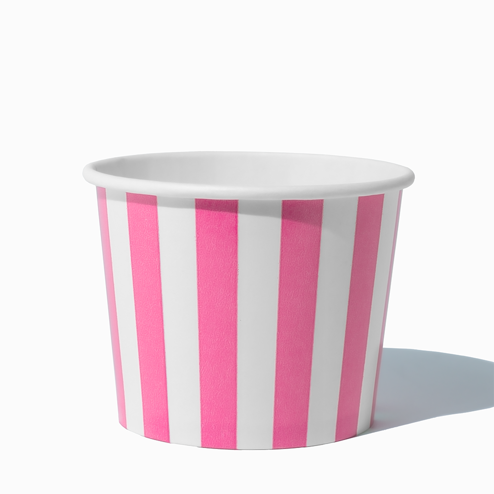 UNIQ 12 oz Light Pink Striped Madness Ice Cream Cups - 1000/Case
