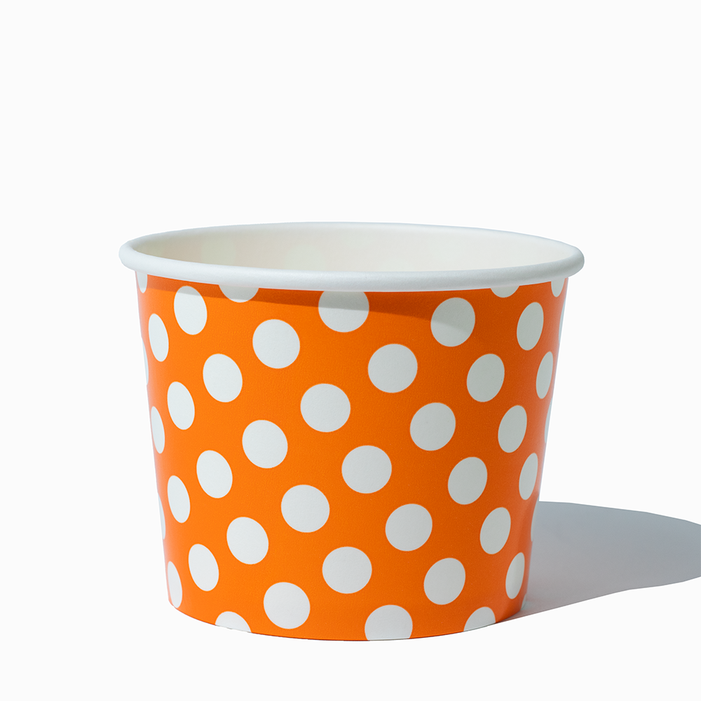 12 oz orange polka dotty ice cream cups product