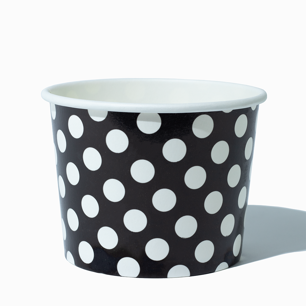 16 oz black polka dotty ice cream cups product