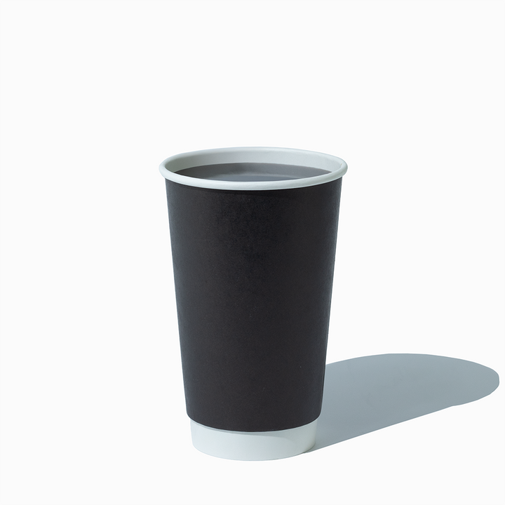 16 oz double wall black hot paper cup empty