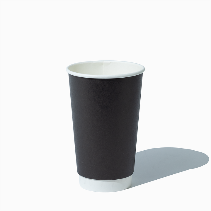 16 oz double wall black hot paper cup lifestyle