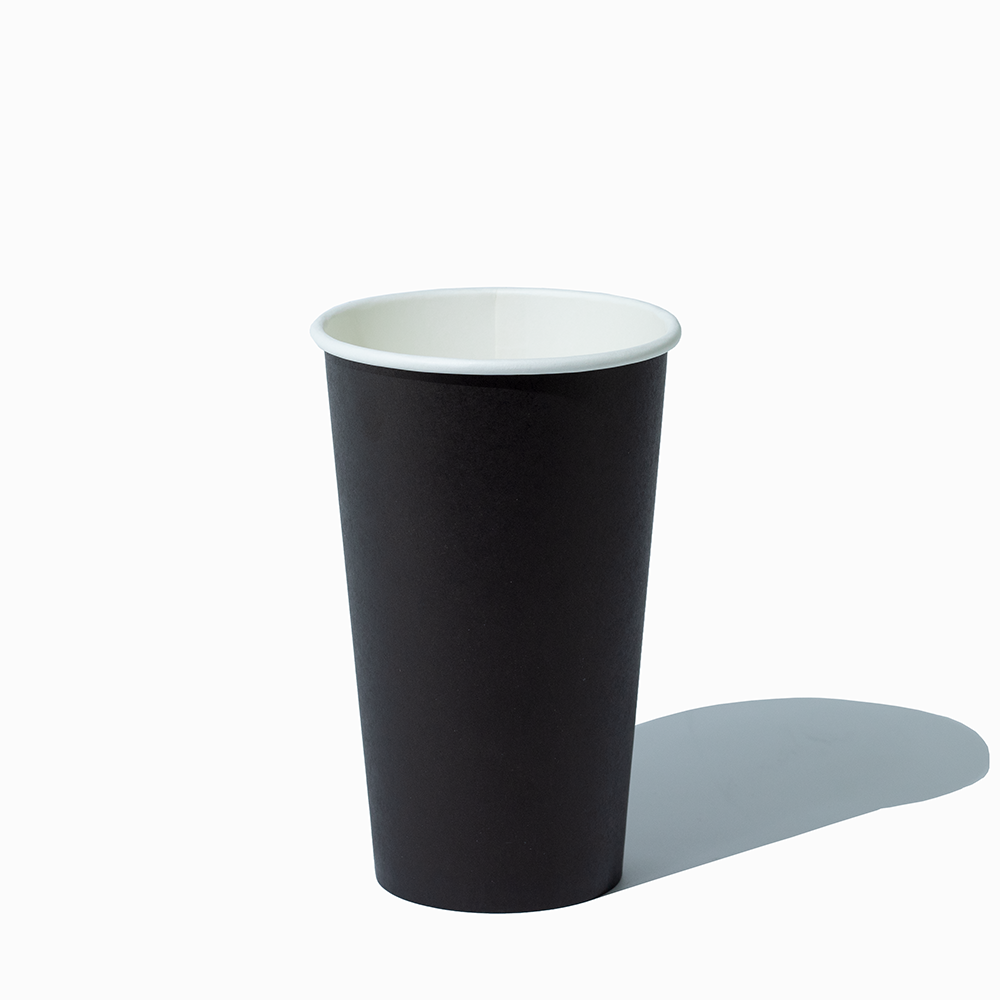 16 oz single wall black hot paper cup empty