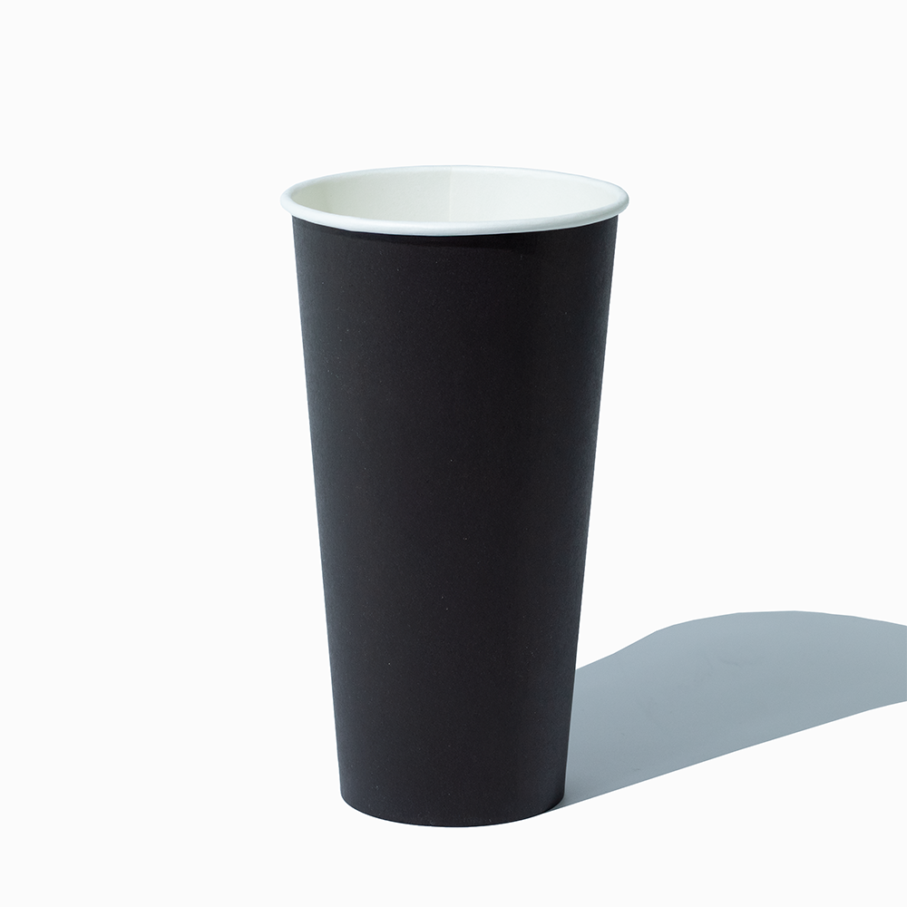 20 oz single wall black hot paper cup lifestyle